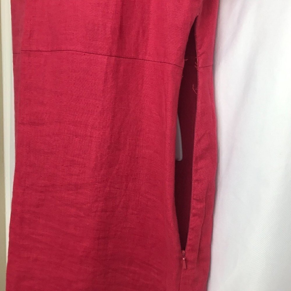 Vintage Red 100% Linen Sleeveless Sheath Maxi Long Dress 10 Collared Willi Wear - Picture 9 of 12